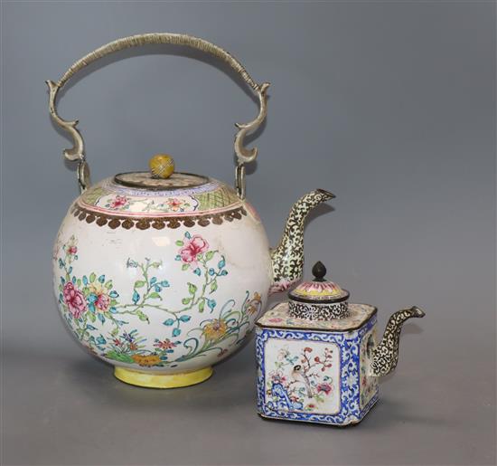 Two 18th century Canton enamel teapots